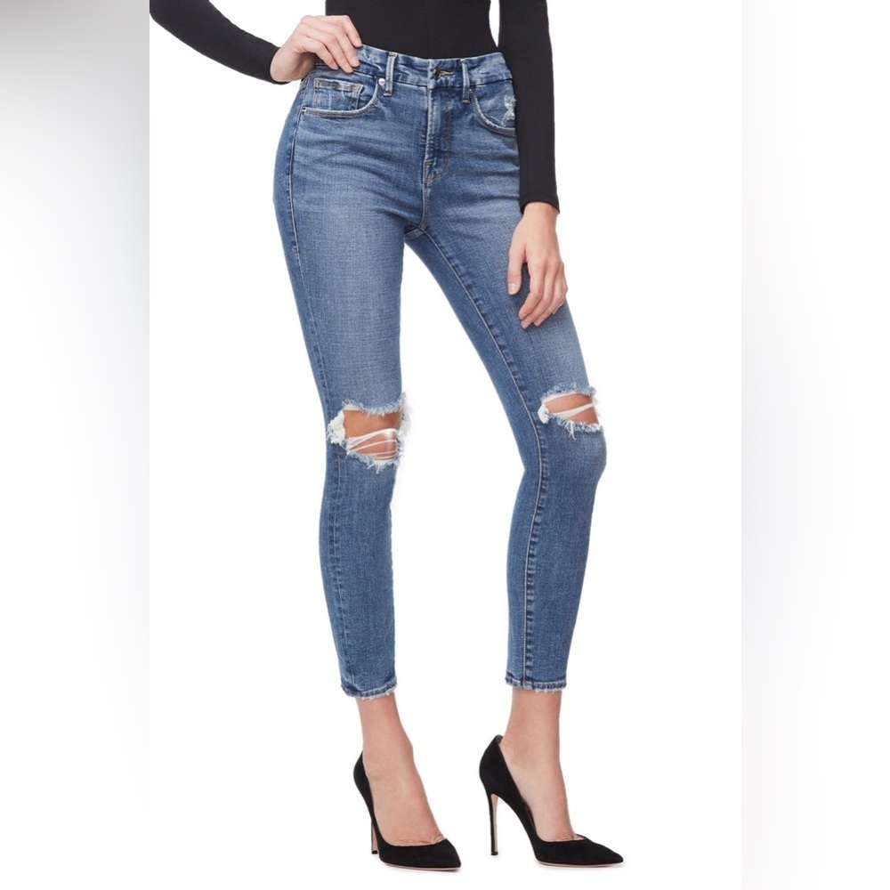 Good American Cropped Blue Denim Size 2 - Picture 1 of 4